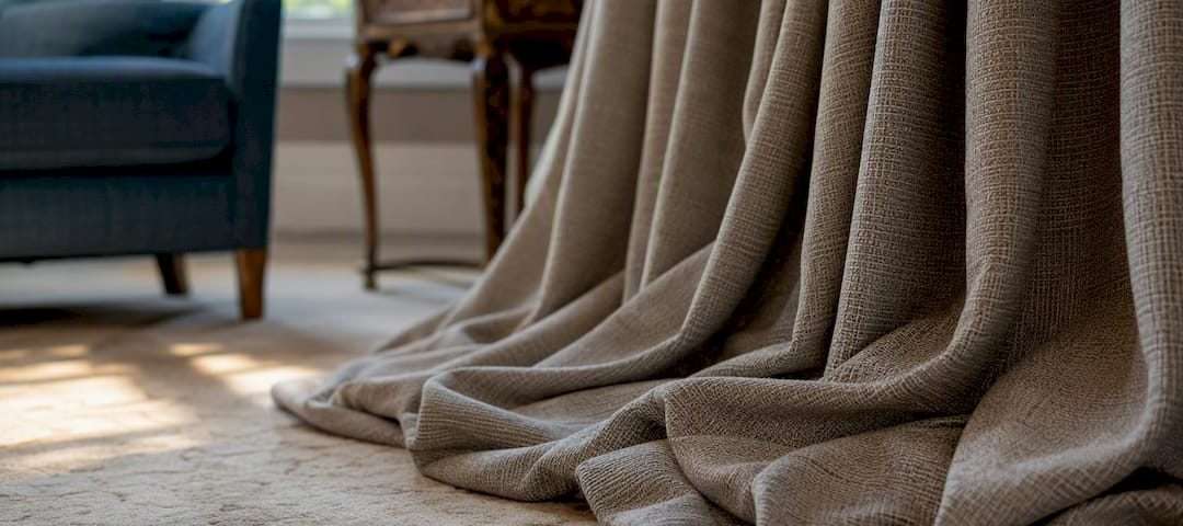 Heavy curtain fabric pooling on floor