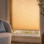 Close-up cellular shade honeycomb fabric by window