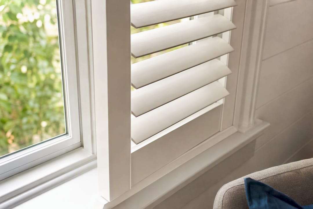Vinyl plantation shutter slats close-up