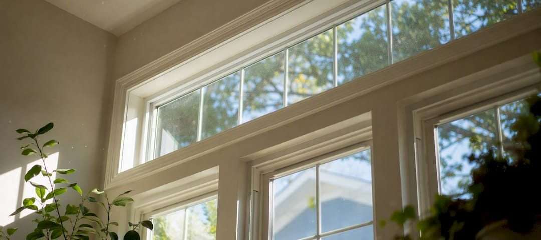 Transom window with natural daylight filtering
