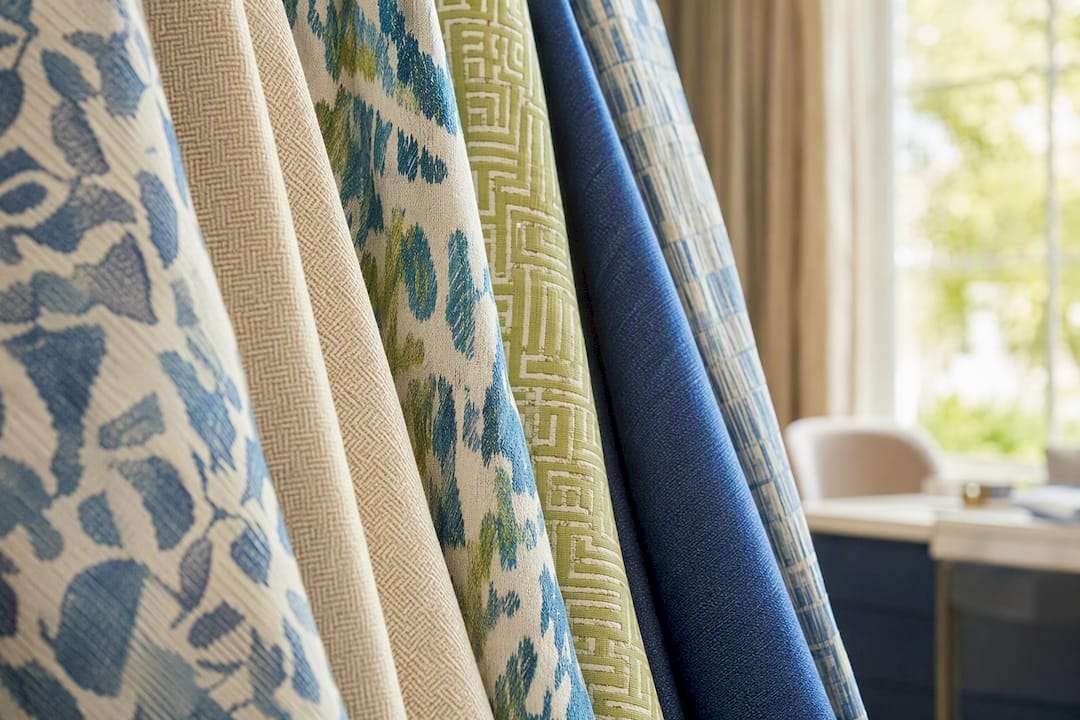 Close-up of layered durable drapery fabrics
