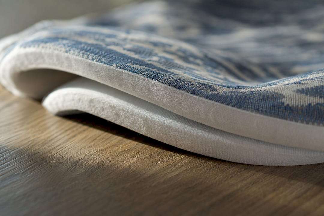 Foam-backed blackout curtain fabric close-up