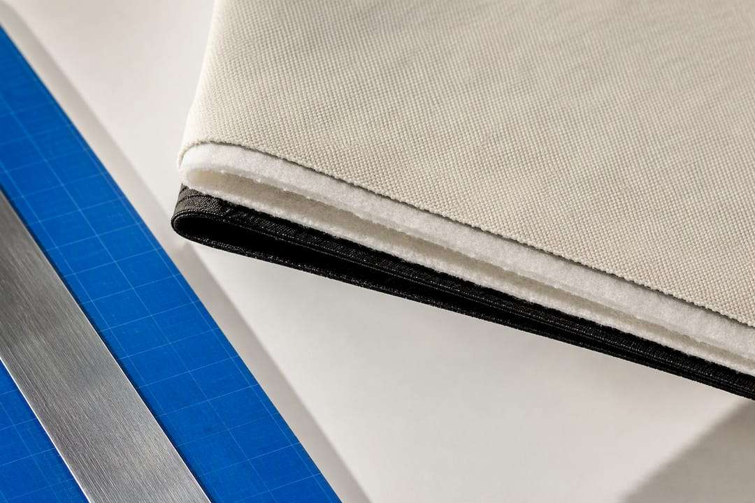 Layered curtain fabric and backing edge detail