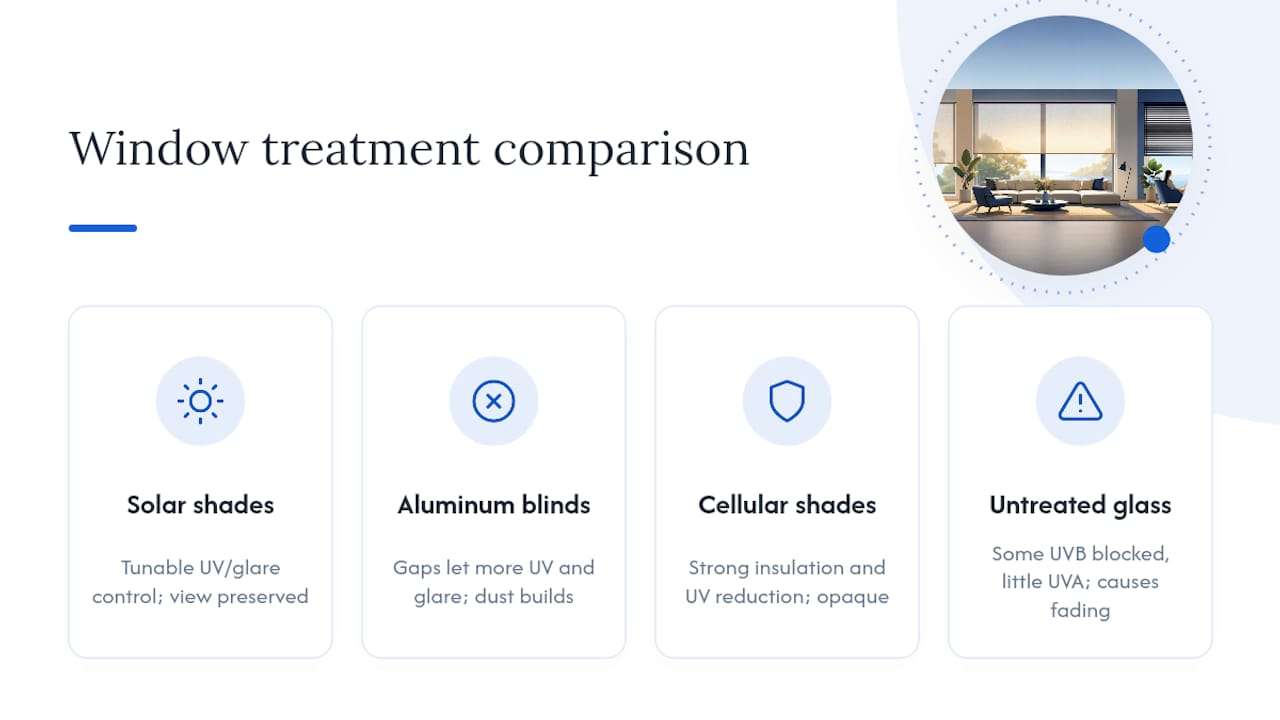 Comparison of four window treatment categories