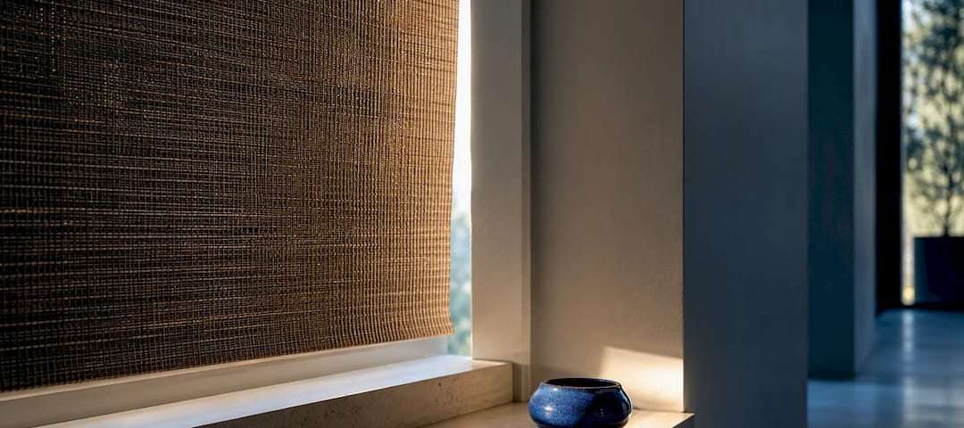 Woven shade edge showing narrow daylight gap