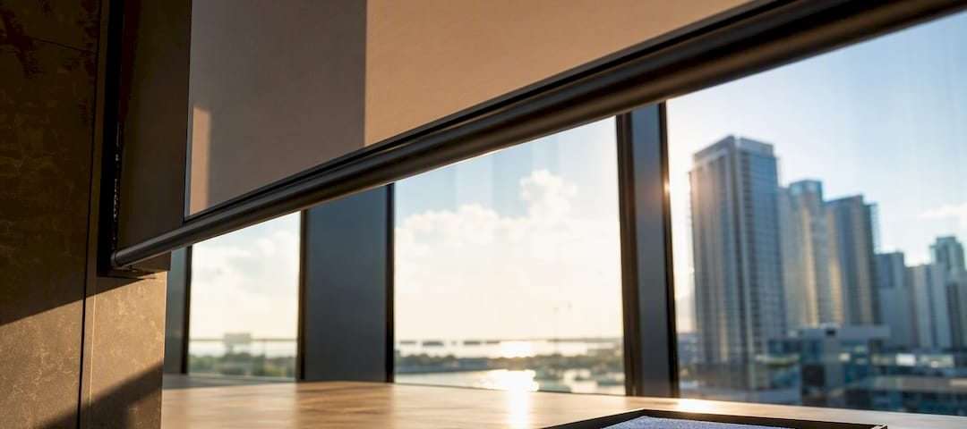 Commercial office glass with partial solar shade