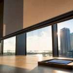 Commercial office glass with partial solar shade