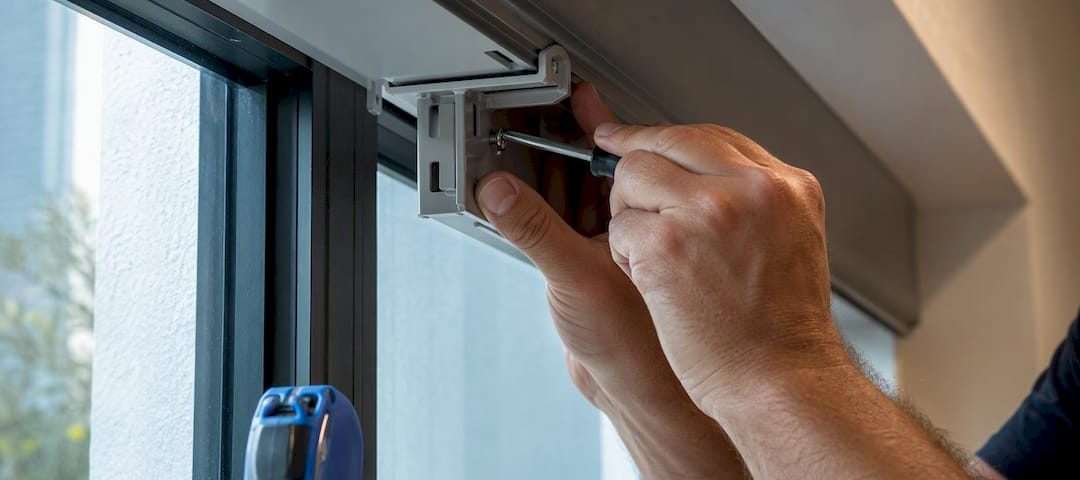 Installer securing window treatment hardware