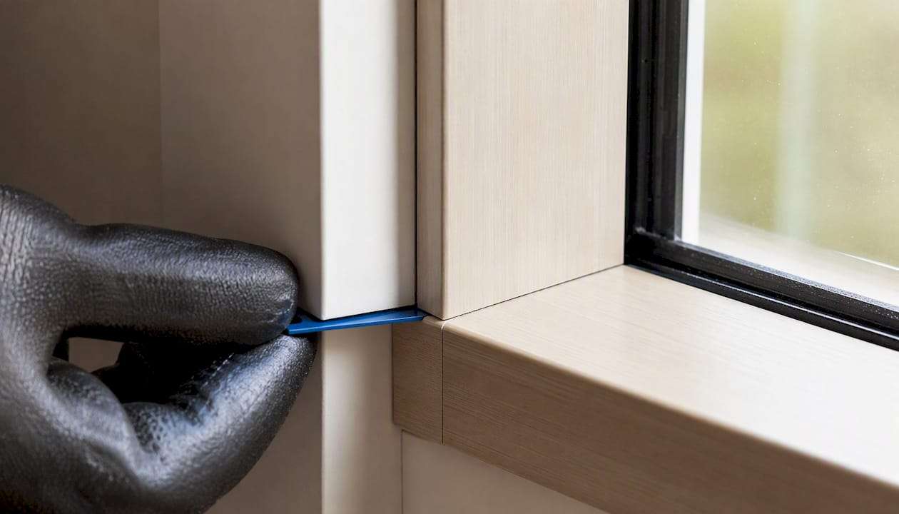 Shim correcting a window frame alignment
