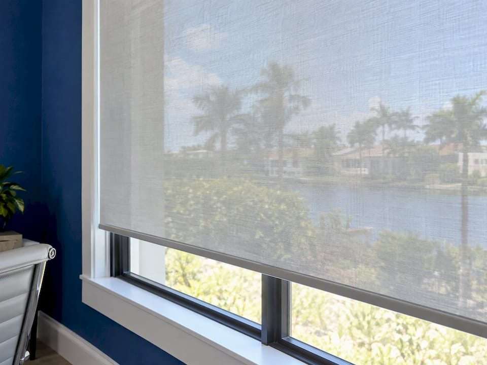 Solar shade softening bright window daylight