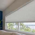 Custom cellular shade fitted to trapezoid window