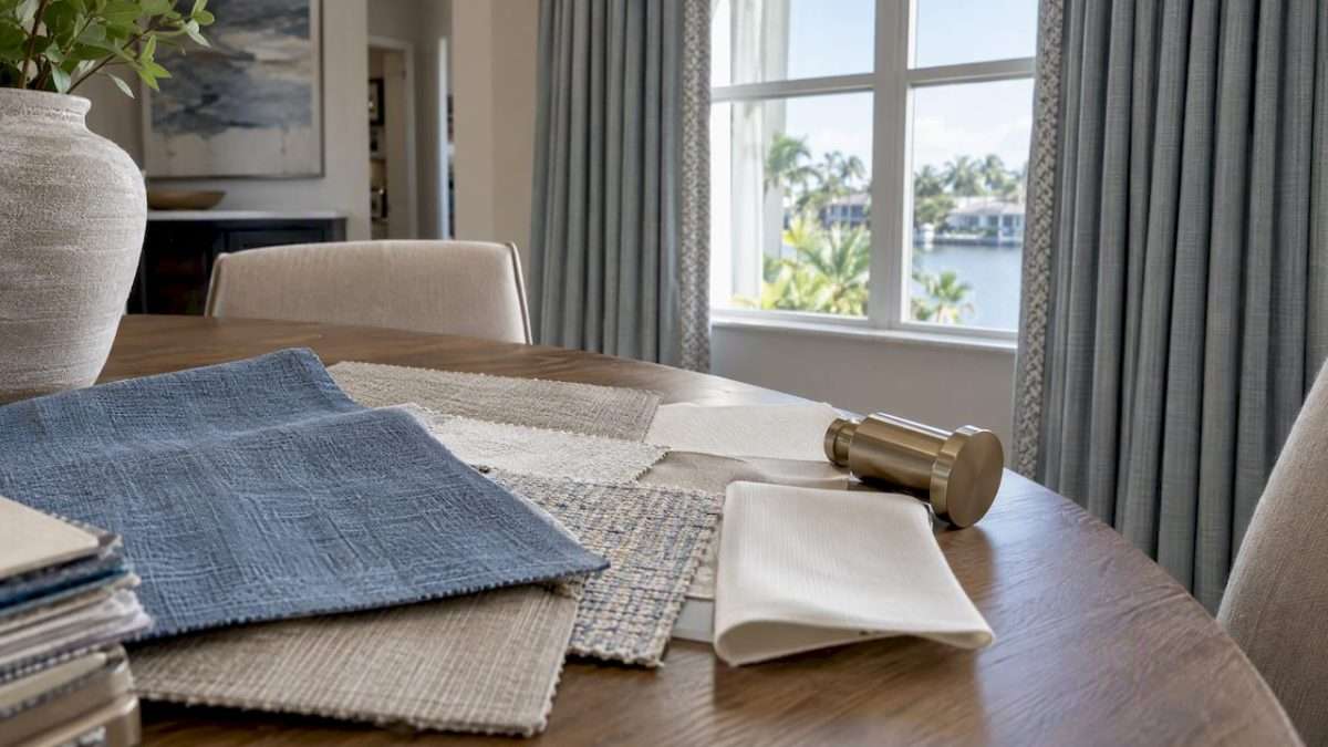 Drapery fabric, lining, and hardware samples