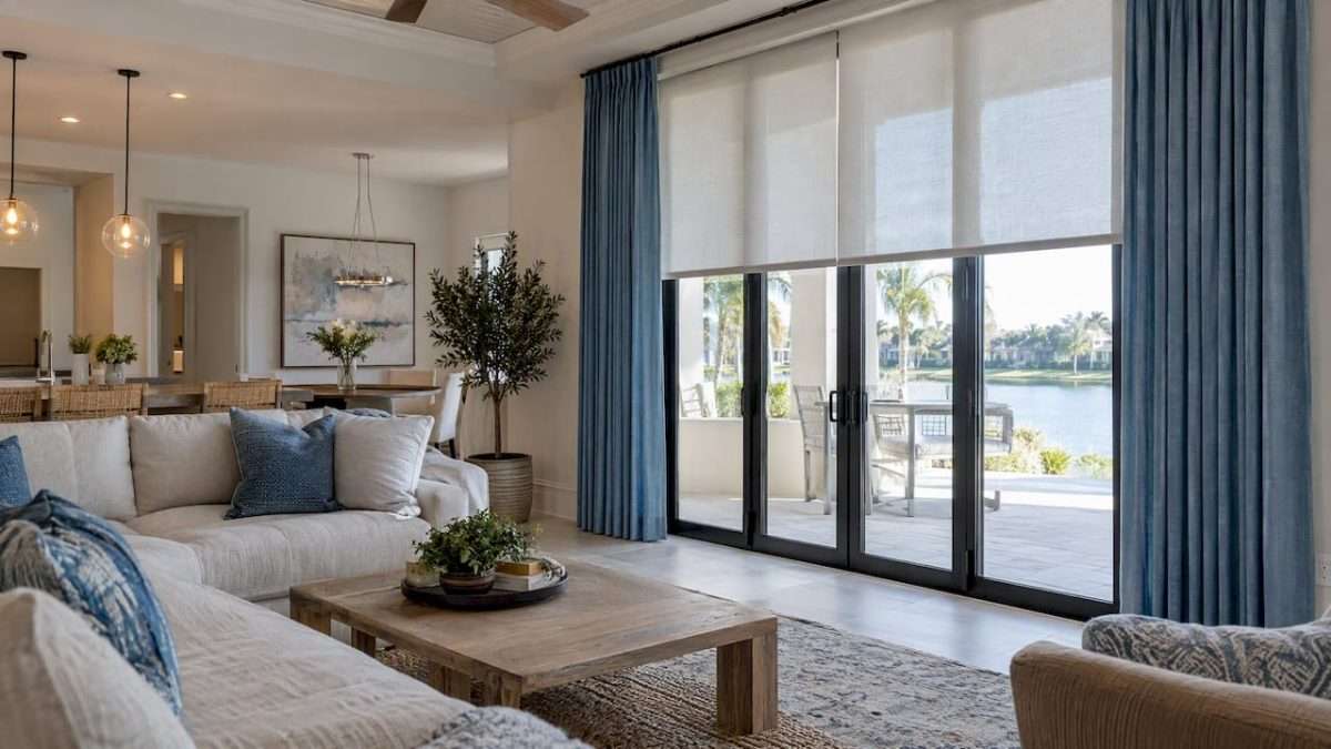 Layered window treatments in a Tampa living room