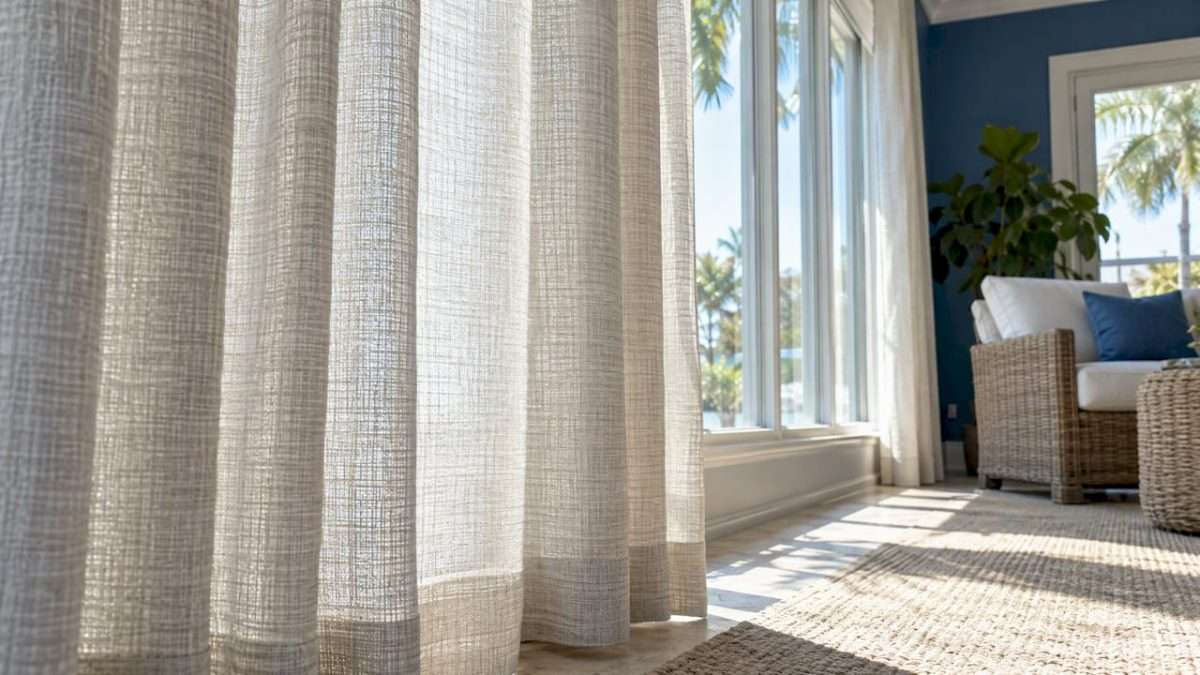 1792551853930_Woven-drapery-filtering-bright-Tampa-sunroom-light | Drapery Company Woven drapery filtering bright Tampa sunroom light