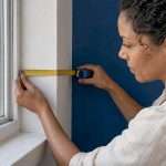 Tape measuring the depth of a window recess