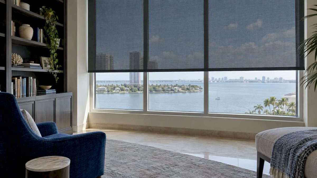 Solar shade preserves a Tampa Bay water view