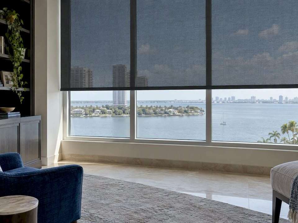 Solar shade preserves a Tampa Bay water view
